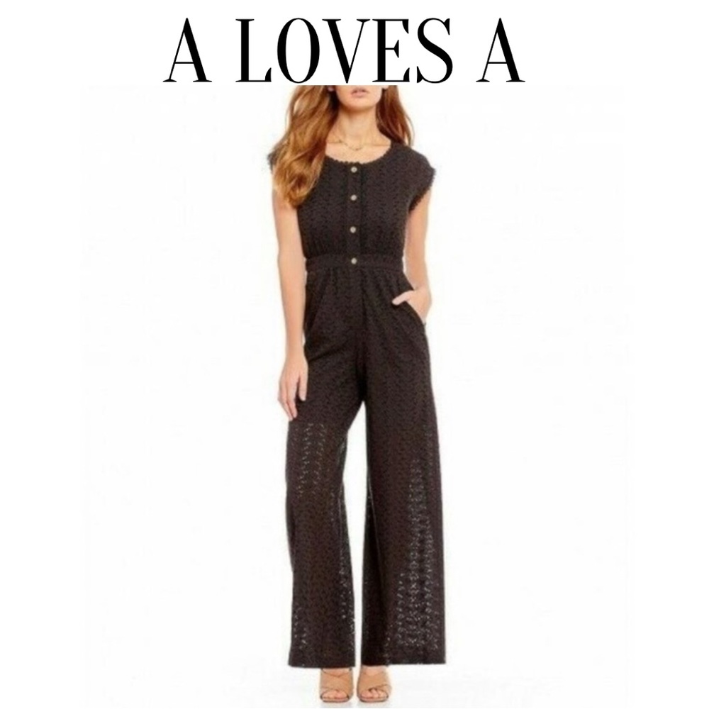 A Loves A Cotton Eyelet Black Jumpsuit